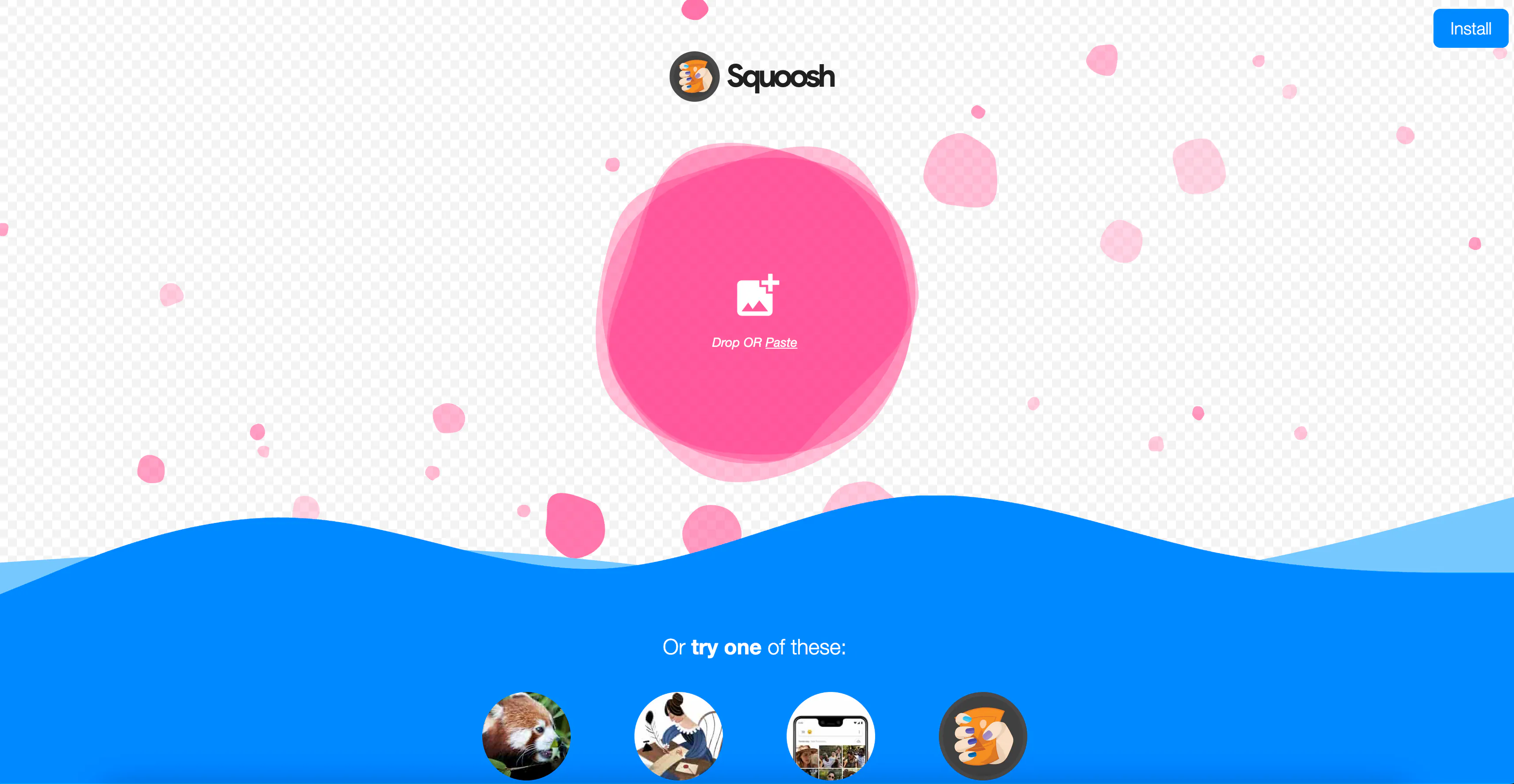 Squoosh interface with side-by-side comparison and quality slider